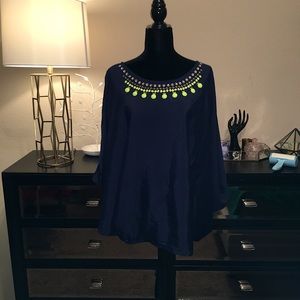 EUC Lane Bryant Navy Embellished Top Size 14/16